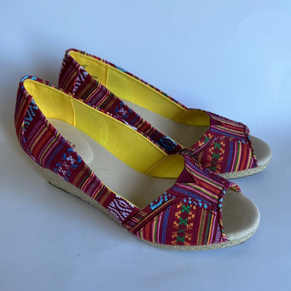 Sonoma Open-toe Espadrille Multicolored Heels Wedged Shoes Pink Size 9
